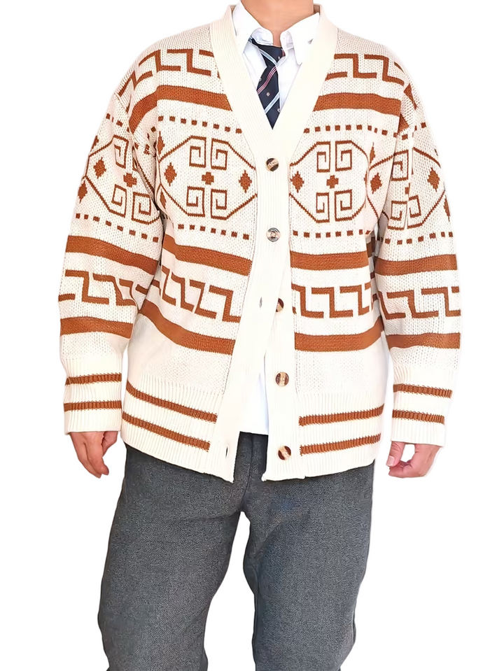 Men’s Geometric V-Neck Cardigan