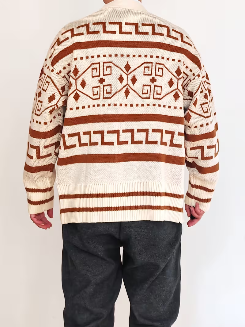 Men’s Geometric V-Neck Cardigan