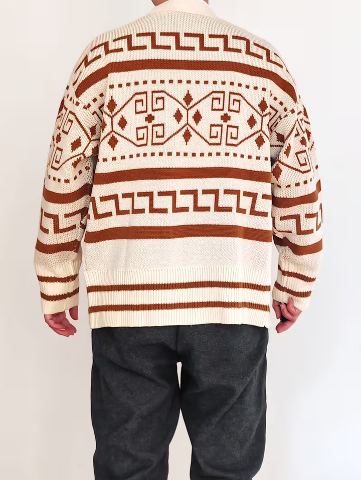 Men’s Geometric V-Neck Cardigan