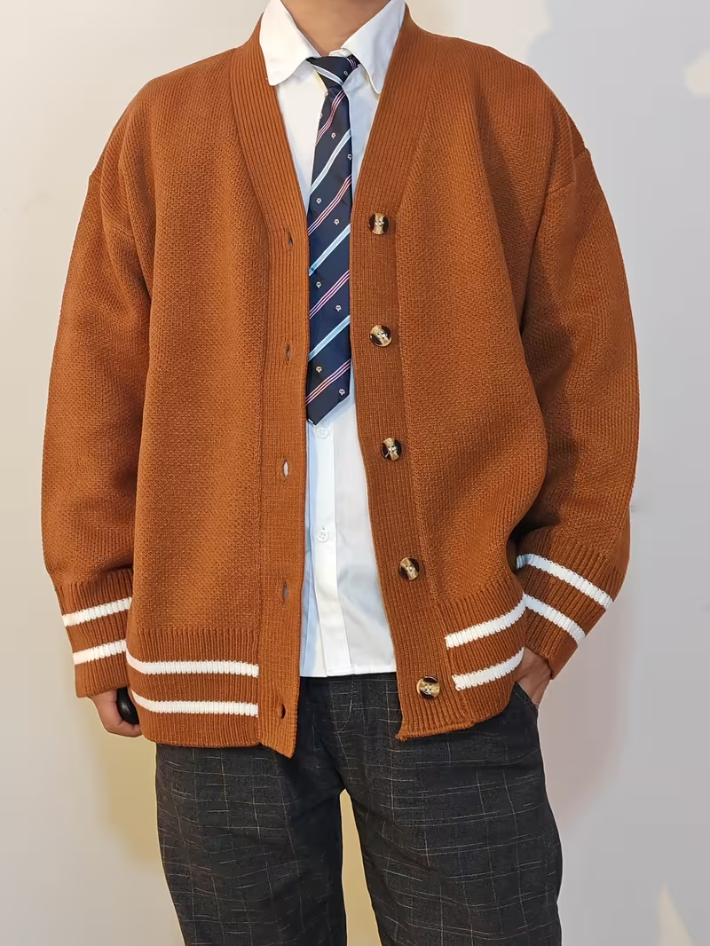 Men’s V-Neck Cardigan with Buttons